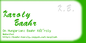 karoly baahr business card